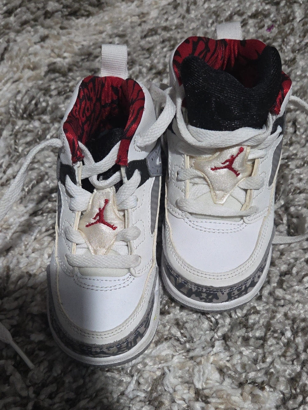 Jordan Kids White, Red and Black High-Top Sneakers